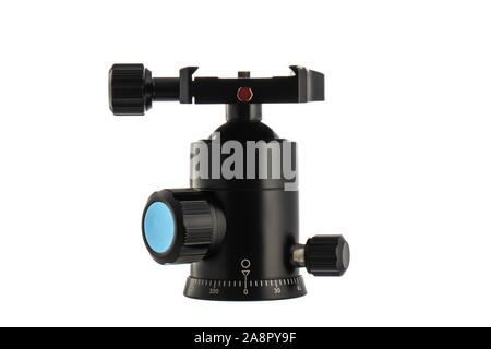 Camera Tripod Ball Head isolated on white background Stock Photo