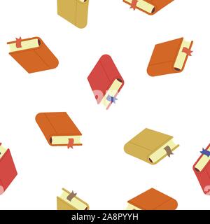 Different Books Seamless Pattern on White Background Stock Vector