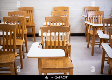 Empty School Desks Stock Photo