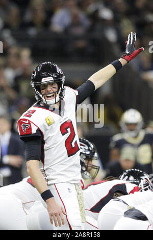 New Orleans, LOUISIANA, USA. 10th Nov, 2019. Atlanta Falcons quarterback Matt Ryan yells to his teammates while playing against the New Orleans Saints in New Orleans, Louisiana USA on November 10, 2019. The Falcons beat the Saints 26-9. Credit: Dan Anderson/ZUMA Wire/Alamy Live News Stock Photo