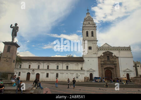 Church of Santo Domingo and plaza in the historic Old Town of Quito, Ecuador Stock Photo