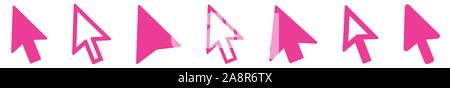 Cursor Pink | Mouse Arrow Icon | Computer Mouse Pointer | Click Variations Stock Vector