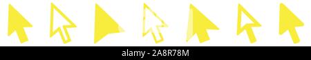 Cursor Yellow | Mouse Arrow Icon | Computer Mouse Pointer | Click Variations Stock Vector