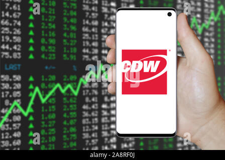 Logo of the public company CDW displayed on a computer screen in close ...