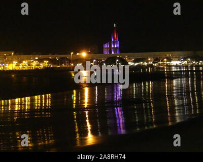 Illuminations of Royan, the night, particulary Notre Dame de Royan Stock Photo
