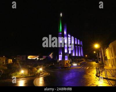 Illuminations of Royan, the night, particulary Notre Dame de Royan Stock Photo