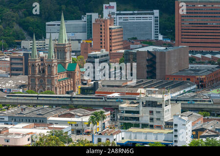 The Medellin metro running through downtown Medellin, Colombia. Stock Photo