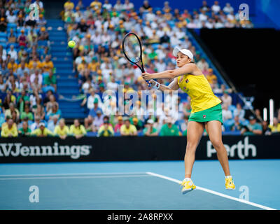 Ash Barty at the Fed Cup final 2019 Australia vs France at RAC Arena, Perth, Australia on Sunday 10 November Stock Photo