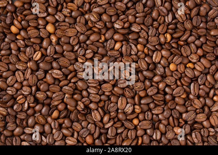 Background of roasted coffee beans. View from above Stock Photo