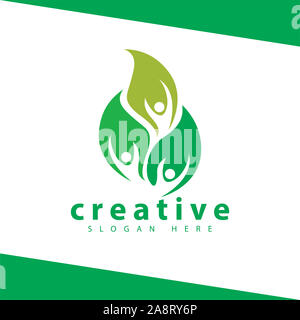 People group leaf logo icon vector template Stock Photo