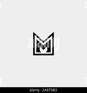 Letter m mm monogram logo design minimal Vector Image