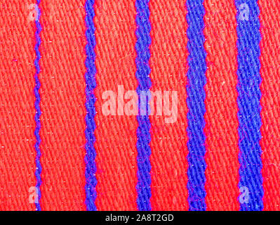Bright red and blue striped woven wool Stock Photo