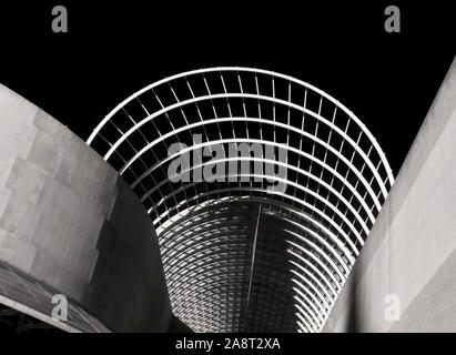 Urban black and white abstract silhouette, modern architecture, Denver, Colorado. Stock Photo