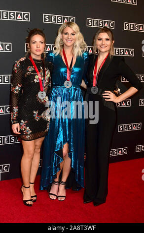 Nashville, Tennessee, USA. 10th Nov 2019. Naomi Cooke, Hannah Mulholland, and Jennifer Wayne, Runaway June. 2019 SESAC Nashville Music Awards at Country Music Hall of Fame and Museum. Photo Credit: Dara-Michelle Farr/AdMedia /MediaPunch Credit: MediaPunch Inc/Alamy Live News Stock Photo