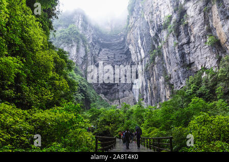 Three Natural Bridges National Geopark (Tian Keng San Qiao) is a UNESCO world heritage of Wulong in Chongqing, China. Stock Photo