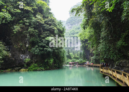 Three Natural Bridges National Geopark (Tian Keng San Qiao) is a UNESCO world heritage of Wulong in Chongqing, China. Stock Photo