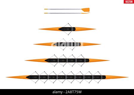 Set of racing shell for rowing Stock Vector