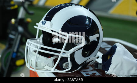 Pittsburgh, PA, USA. 10th Nov, 2019. Rams helmet during the Pittsburgh Steelers vs Los Angeles Rams at Heinz Field in Pittsburgh, PA. Jason Pohuski/CSM/Alamy Live News Stock Photo