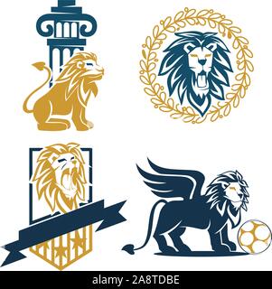 Lion Logo Design Symbol Illustration Template Vector Set Stock Vector