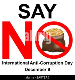International anti-corruption day, say no to corruption United against corruption Stock Vector