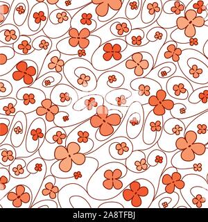 Swirly whimsical floral pattern in vector format. Stock Vector