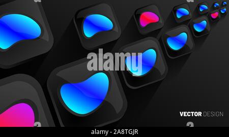abstract vector background. Geometric squares form perspectives that overlap with shadows on a dark background. 3D illustration in EPS 10 Stock Vector