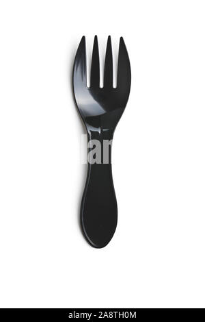 Black plastick fork isolated on white background. Stock Photo