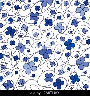 Swirly whimsical floral pattern in vector format. Stock Vector