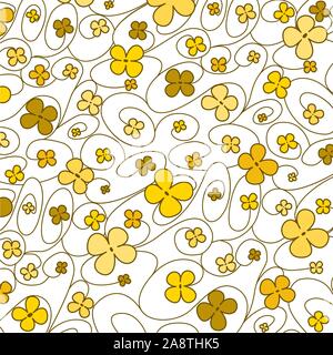 Swirly whimsical floral pattern in vector format. Stock Vector