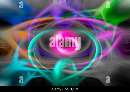abstract background, nine different rainbow colors turning and twisting together Stock Photo