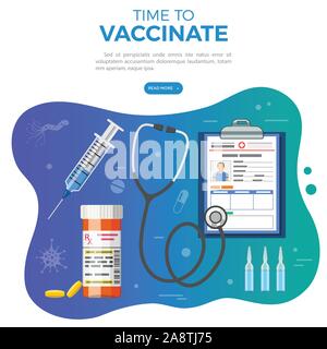 Vaccination, Diabetes, Immunization banner Stock Vector