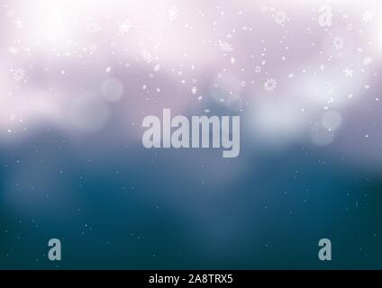 Christmas snow winter clouds in blue dark Stock Vector