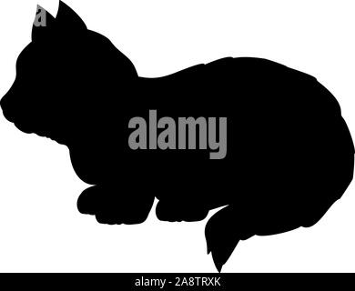 Silhouette of little kitten. Cute young pet animal. Vector illustrator Stock Vector