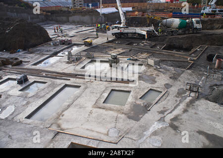 The construction site of development project Viktoria Zizkov Center build by the Viktoria Zizkov company, a subsidiary of CTR group, situated near the Stock Photo