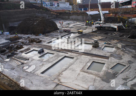 The construction site of development project Viktoria Zizkov Center build by the Viktoria Zizkov company, a subsidiary of CTR group, situated near the Stock Photo