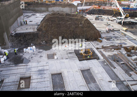 The construction site of development project Viktoria Zizkov Center build by the Viktoria Zizkov company, a subsidiary of CTR group, situated near the Stock Photo