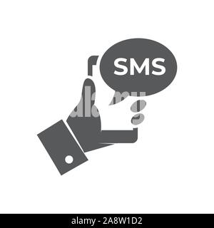 SMS Icon on white background Stock Vector