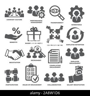 Engagement icons set on white background Stock Vector