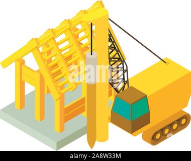 Drilling icon, isometric style Stock Vector