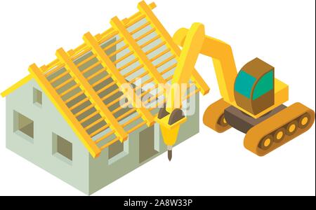 Construction site icon, isometric style Stock Vector