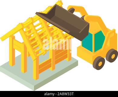 Construction work icon, isometric style Stock Vector