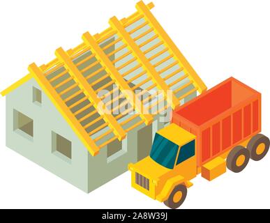 Trucking icon, isometric style Stock Vector