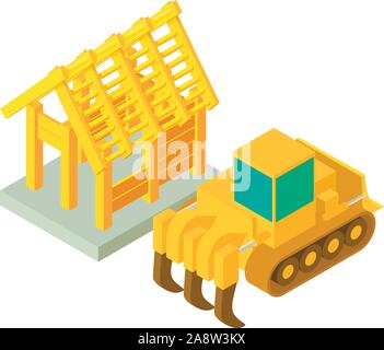 Quarry work icon, isometric style Stock Vector