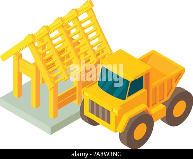 Construction transportation icon, isometric style Stock Vector