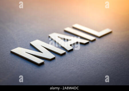 Word mail written with white solid letters on a board Stock Photo