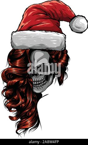 woman Skull of Bad Santa claus vector illustration Stock Vector