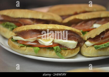 tasty mix italian panini & starters Stock Photo