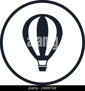 hot air balloon flat icon with blue circle background , vector illustration Stock Vector