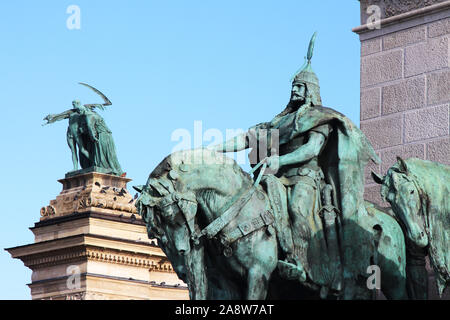 Details of the Millennium Memorial in Heroes' Square, Budapest Stock Photo