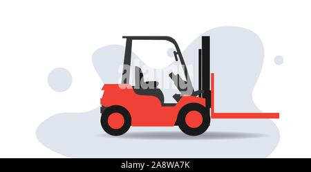 cartoon forklift truck for containers logistic transport concept sketch horizontal vector illustration Stock Vector